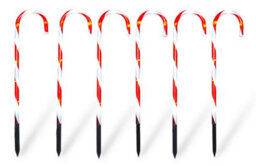 Netagon Outdoor Led Light Up Christmas Candy Cane Set Of 6 With Timer And Battery Operation - thumbnail 3