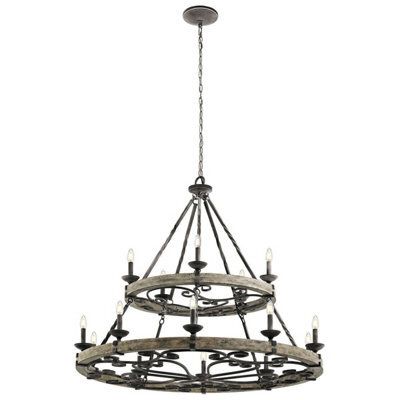 Elegant 15 Bulb Chandelier Pendant Light In Weathered Zinc Finish