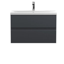 Hudson Reed Urban Soft Black Wall Hung 2 Drawer Vanity Unit And Mid-Edge Ceramic Basin With Silent Close, 540 X 810 X 390 - thumbnail 1