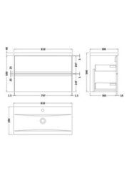 Hudson Reed Urban Soft Black Wall Hung 2 Drawer Vanity Unit And Mid-Edge Ceramic Basin With Silent Close, 540 X 810 X 390 - thumbnail 6
