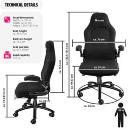 Tectake Office Chair Springsteen With Ergonomic Shape, Thick Padding And Stepless Height Adjustment - Black - thumbnail 6