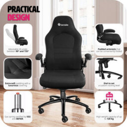 Tectake Office Chair Springsteen With Ergonomic Shape, Thick Padding And Stepless Height Adjustment - Black - thumbnail 7