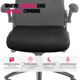 Tectake Office Chair Springsteen With Ergonomic Shape, Thick Padding And Stepless Height Adjustment - Black - thumbnail 8