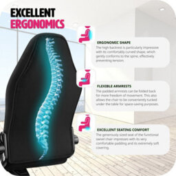 Tectake Office Chair Springsteen With Ergonomic Shape, Thick Padding And Stepless Height Adjustment - Black - thumbnail 5