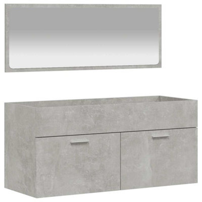Berkfield Durable Bathroom Cabinet With Mirror Concrete Grey Engineered Wood