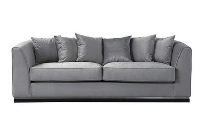 my furniture Pino Three Seat Sofa Dove Grey Velvet With Silver-Detail Ash Base - Large. - image 1
