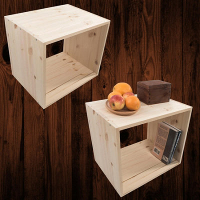 Woodeedoo Set Of 2 Pine Cube Bookcase Shelving Units Stackable Freestanding Floor Storage Boxes For Home Or Office 45 X 39 X 35 Cm - image 1