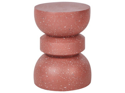 Beliani Red Terrazzo Hourglass Side Table - 37Cm Round, Weather-Resistant Fibreglass & Magnesium Oxide - image 1