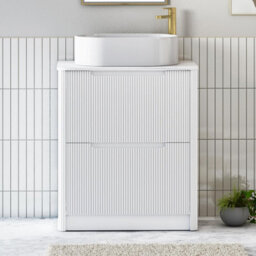 Royal Bathrooms Avenza 700mm Matt White Floor Standing Countertop Bathroom Vanity Unit 2 Drawer With Peak Basin - thumbnail 1