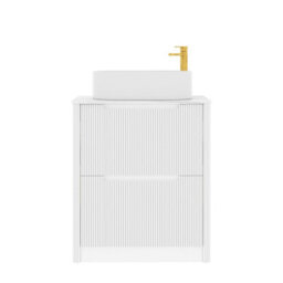 Royal Bathrooms Avenza 700mm Matt White Floor Standing Countertop Bathroom Vanity Unit 2 Drawer With Peak Basin - thumbnail 6