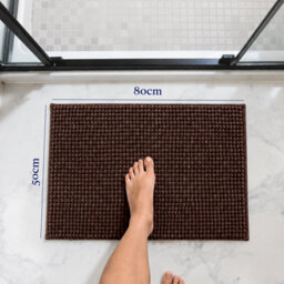 Aspire Homeware Quick Dry Chenille Bathmat Soft Water Absorbent Shower Mat Non-Slip Floor Mat, Brown (L)80Cm X (W)50Cm - thumbnail 6