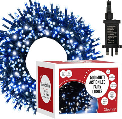 Globrite 50M 500 Led Fairy Lights Blue White Plug In Indoor Outdoor String Lights With 8 Modes - image 1