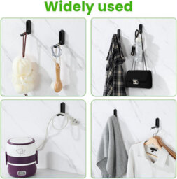 2 Pack Wall Hooks, 7.3 X 2.4 Cm, Retractable 90-Degree Folding Hook, Practical And Durable, Black - thumbnail 5