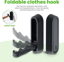 2 Pack Wall Hooks, 7.3 X 2.4 Cm, Retractable 90-Degree Folding Hook, Practical And Durable, Black - thumbnail 3
