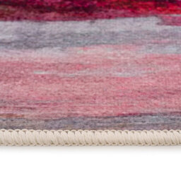Loomed Pink & Cream Multi Colour Abstract Machine Washable Soft Area Rug 80Cm X 300Cm - thumbnail 2
