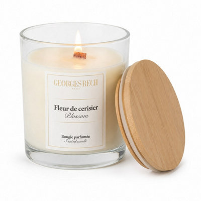 Urbn-Living 12Oz Set Of 1 Blossom Scented Candle In Glass Jar With Bamboo Lid & 75 Hour Burn Time - image 1