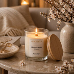 Urbn-Living 12Oz Set Of 1 Blossom Scented Candle In Glass Jar With Bamboo Lid & 75 Hour Burn Time - thumbnail 4