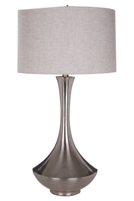 Orsina Chrome Table Lamp With Fabric Shade, Metal Lighting Feature For Side Table Or Console, Home Lighting - image 1