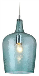 Luminosa Lighting Luminosa Glass 1 Light Dome Ceiling Pendant Chrome, Aqua Glass, E27 - thumbnail 1