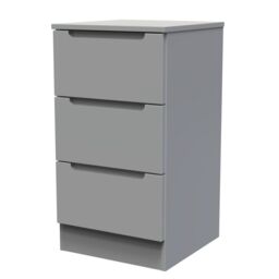 Messina Ready Assembled Matt Grey No Effect 3 Drawer Bedside Chest (H)685mm (W)370mm (D)390mm - thumbnail 2