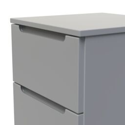 Messina Ready Assembled Matt Grey No Effect 3 Drawer Bedside Chest (H)685mm (W)370mm (D)390mm - thumbnail 3