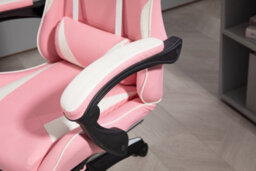 Home Treats Gaming Chair Leather With Footrest, Computer Chair With Massage Added Lumbar Support - Pink & White - thumbnail 9