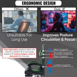 Home Treats Gaming Chair Leather With Footrest, Computer Chair With Massage Added Lumbar Support - Pink & White - thumbnail 8
