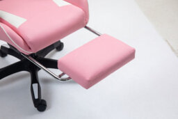 Home Treats Gaming Chair Leather With Footrest, Computer Chair With Massage Added Lumbar Support - Pink & White - thumbnail 5