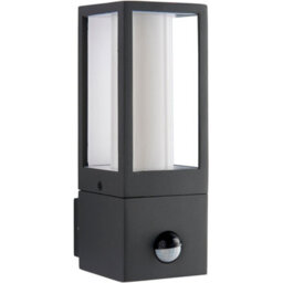 Outdoor Rectangular Wall Lantern Light With Pir - 7W Gu10 Led - Textured Grey - thumbnail 3