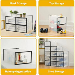 15X Stackable Plastic Shoe Storage Boxes Black - thumbnail 4
