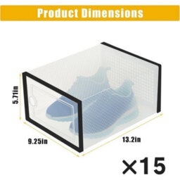 15X Stackable Plastic Shoe Storage Boxes Black - thumbnail 2