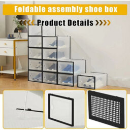 15X Stackable Plastic Shoe Storage Boxes Black - thumbnail 3