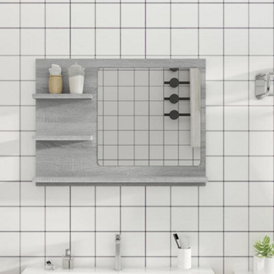 Walplus Bathroom Mirror Grey Sonoma 60X10.5X45 Cm Engineered Wood - image 1