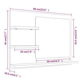 Walplus Bathroom Mirror Grey Sonoma 60X10.5X45 Cm Engineered Wood - thumbnail 8