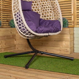 Samuel Alexander Hanging Garden Rattan Egg Chair With Steel Frame And Waterproof Cover In Indigo - thumbnail 7