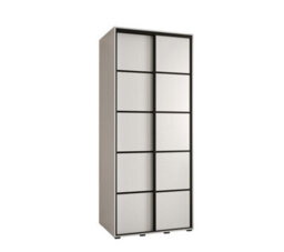 Arte Pure White Cannes Iv Sliding Wardrobe H2050mm W1100mm D600mm With Custom Black Steel Handles And Decorative Strips