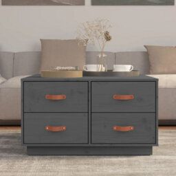 Berkfield Rustic Coffee Table Grey 80X80X45 Cm Solid Wood Pine - thumbnail 3