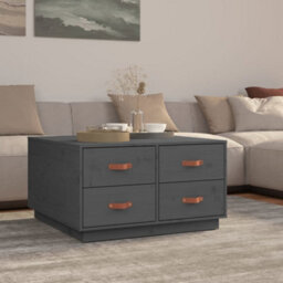 Berkfield Rustic Coffee Table Grey 80X80X45 Cm Solid Wood Pine - thumbnail 2