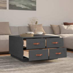 Berkfield Rustic Coffee Table Grey 80X80X45 Cm Solid Wood Pine - thumbnail 4