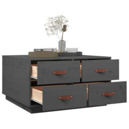 Berkfield Rustic Coffee Table Grey 80X80X45 Cm Solid Wood Pine - thumbnail 5