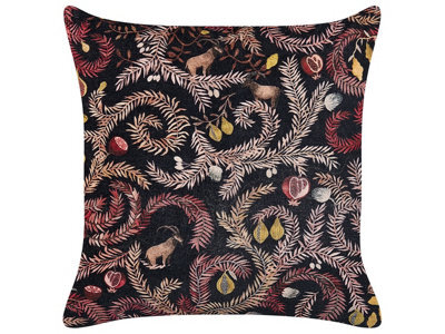 Beliani Throw Cushion Ricinus Velvet 45 X 45 Cm Black Oriental Pattern - image 1
