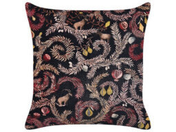 Beliani Throw Cushion Ricinus Velvet 45 X 45 Cm Black Oriental Pattern