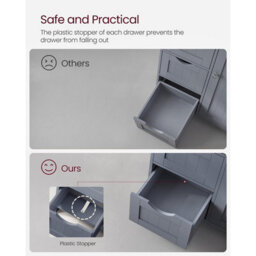 Songmics Vasagle Bathroom Cabinet, Narrow Bathroom Cabinet, Side Cabinet, Chest Of Drawers, With 4 Drawers, Adjustable Shelf, Dark Grey - thumbnail 8