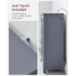 Songmics Vasagle Bathroom Cabinet, Narrow Bathroom Cabinet, Side Cabinet, Chest Of Drawers, With 4 Drawers, Adjustable Shelf, Dark Grey - thumbnail 7