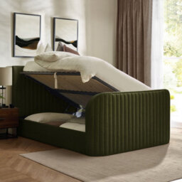 Hermione Green Fabric Ottoman Storage Tv Bed Frame - 4Ft6 Double - thumbnail 2