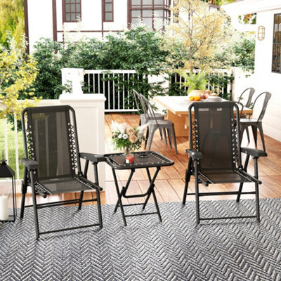 Outsunny 3 Pieces Folding Garden Bistro Set With Cup Holders, Black - image 1