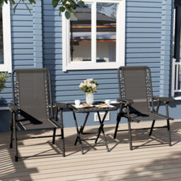 Outsunny 3 Pieces Folding Garden Bistro Set With Cup Holders, Black - thumbnail 8