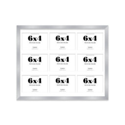 20X16 Inch 9 Opening Photo Collage Frame, Display Nine 6X4 Inch Photos, Multi Aperture Family Picture Frame, Silver - thumbnail 2