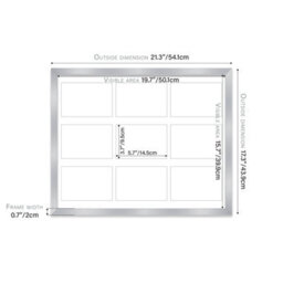 20X16 Inch 9 Opening Photo Collage Frame, Display Nine 6X4 Inch Photos, Multi Aperture Family Picture Frame, Silver - thumbnail 4