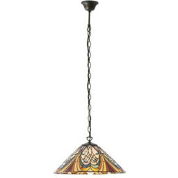 Tiffany Glass Hanging Ceiling Pendant Light Bronze Chain Down Lamp Shade I00121